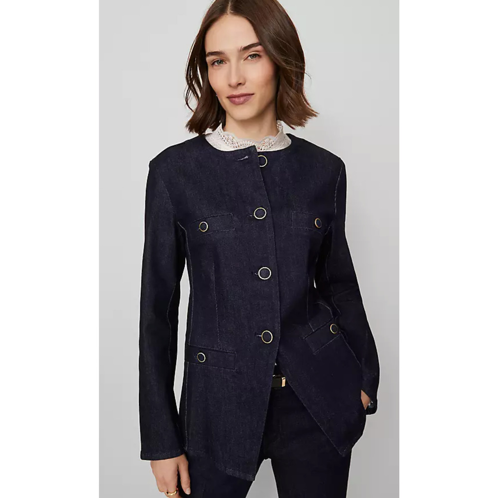 NWT ANN TAYLOR CLASSIC RINSE WASH PETITE DENIM SPLIT HEM JACKET SZ XLP XL